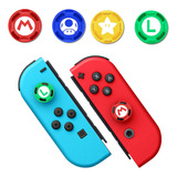 4 Silicona Analogo Grip Cap Para Nintendo Switch Oled Mario