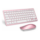 Teclado Y Mouse Bluetooth Para iPad Pro Mini Rosa