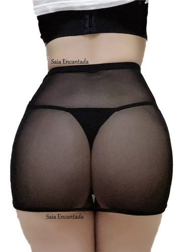 Micro Saia Sensual Coladinha Totalmente Transparente Lycra