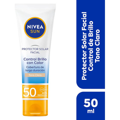Protector Solar Facial NIVEA SUN Control Brillo Tono Claro, Cobertura de Larga Duración FPS 50+ 50ml | MercadoLibre
