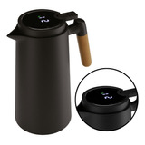 Vacuum Jug Flask Garrafa Térmica Com Termômetro 1 L Preto