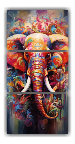 120x240cm Cuadro Decorativo Elefantes Amarillo Y Blanco Esti
