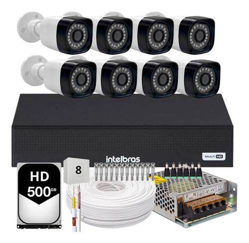 Kit Cftv 8 Cameras 3mp 1080p Full Hd Dvr Intelbras 3008 8ch