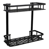 Organizador Para Baño 2 Estantes Aluminio Inoxidable Negro