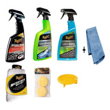 Kit Meguiars Ceramic Wax, Guante Lavado, Rejilla Esponjas