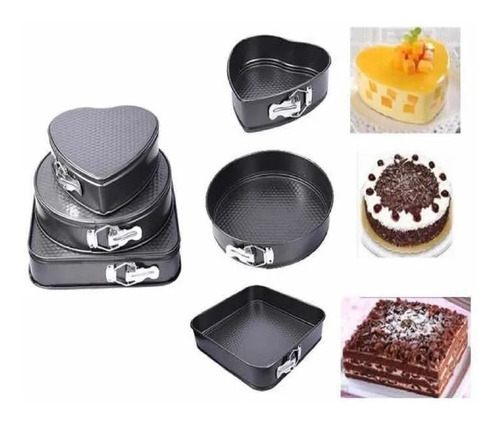 Set 3 Moldes Variados Repostería Queque Torta Antiadherentes