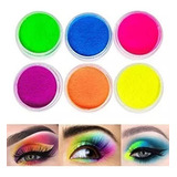 12 Set De 6 Sombras Para Ojo Neón Maquillaje Artístico Fluo