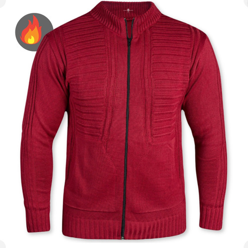 Jaqueta Masculina Com Zíper Blusa De Frio Inverno Lã Tricot