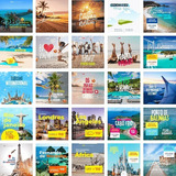 Pack Canva Agência De Turismo Viagens Templates Editáveis 50