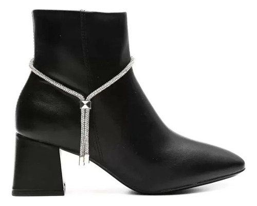 Bota Vizzano Negra Mujer Strass Taco Cuadrado 5cm Elegante