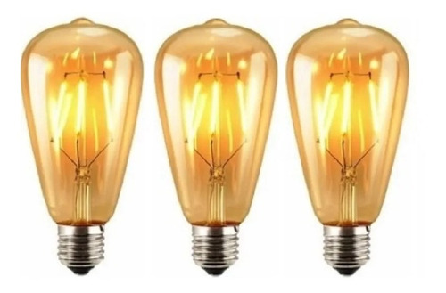 3x Ampolleta Led Tipo Edison 6 Watts Retro Vintage