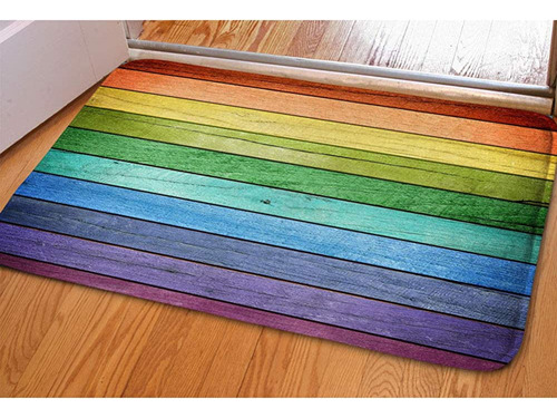 ~? Hugs Idea Rústico Old Barn Wood Rainbow Colors Doormat We