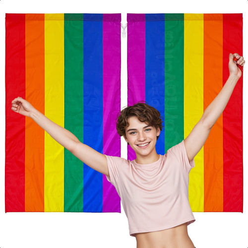 2 Bandera Lgbt Marcha Orgullo Gay Pride Arcoiris 155x88 Cm