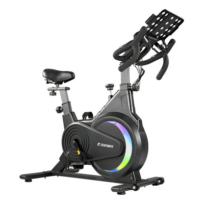 Bicicleta Spinning Magnetica Fija Soporta 120kg Indoor con Sensor de Pulso Cardiaco Monitor Registro de Datos Asiento Ajustable y Volante de Inercia fuerza Rueda hasta 22kg Color Negro | Meses sin interés
