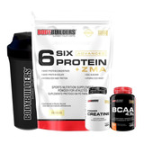 Kit Whey Protein Isolado Six Gold+ Zma 2kg+ Power Sabor Baunilha