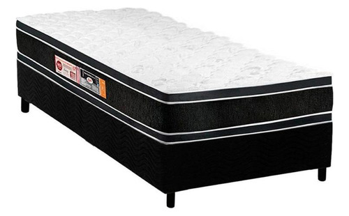 Cama Box Solteiro: Colchão Espuma Castor D33 Black E White 