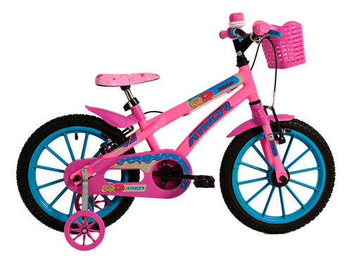 Bicicleta Infantil Feminina Aro 16 Baby Lux Rosa C/ Kit Azul