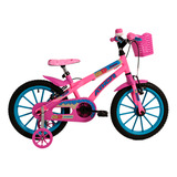 Bicicleta Infantil Feminina Aro 16 Baby Lux Rosa C/ Kit Azul