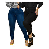 Kit 2 Calça Jeans Plus Size Feminina Skinny Lycra Atacado 