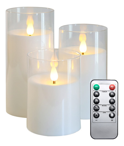 Fo32won Velas Led Blancas Sin Llama Con Temporizador Remoto,