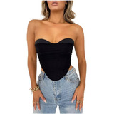 Blusa Top Crop Sexy Tipo Corset Strapless Mujer Sensual