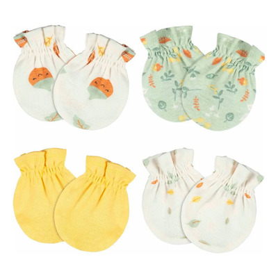 Mitones Gerber Essentials Bebé 4 Pzs Verde, Blanco, Amarillo Diseño De La Tela Lisa Talla 0-3 Meses | Meses sin interés