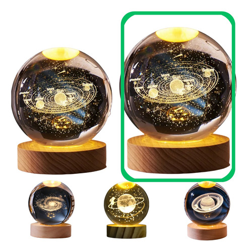 Luminária De Mesa Decorativa Bola De Cristal 3d Estilosa