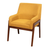 Silla / Sillón Cuernavaca Tapizada Minimalista Para Comedor Color De La Estructura De La Silla Marrón Color Del Asiento Amarillo Diseño De La Tela Liberty