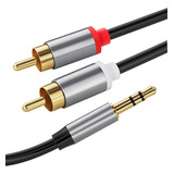 Cable Adaptador 3.5 Mm A 2 Rca, Cable Audio Estéreo Con Trenzado De Nailon Compatible Con Celular, iPad, iPod, Tv Inteligente, Reproductor Mp3, Tableta, Pc Al Amplificador, 3m