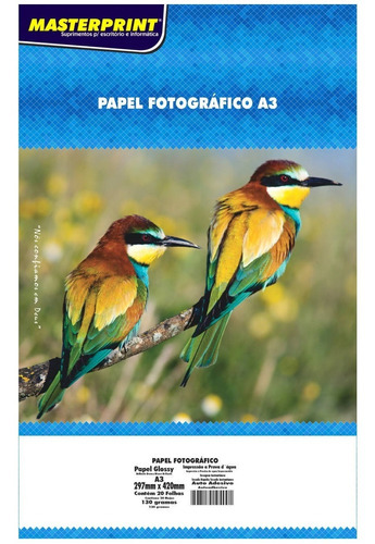 Papel Fotográfico Adesivo A3 130g Glossy Masterprint 20 Fls