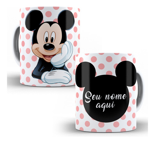 Caneca Mickey Com Nome Personalizada Porcelana Rato Desenho 