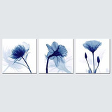 Flores Abstractas Azules 3 Paneles Im Ones En Lienzo Gi...