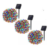 Pack 3 Luces Solar Guirnalda 300 Led 30 Metros Navidad