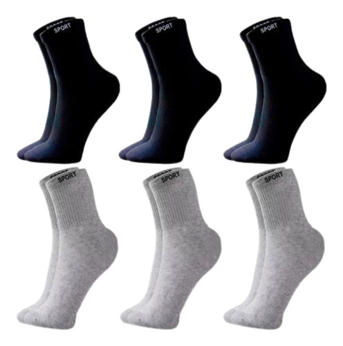 Meias Masculina Kit 6 Pares Cano Médio Lisa Atacado Conforto