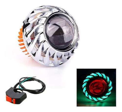 Motocicleta Led Faro Doble Halo Verde Angel Devil Eyes Mot