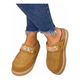 Mules Zuecos Mujer Zapatos Plataforma Slippers Bordado Moda