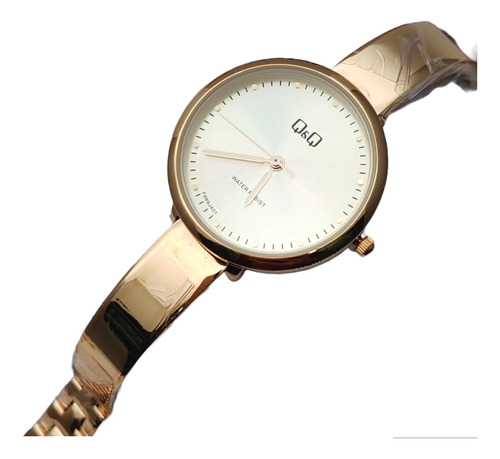 Reloj Mujer Q&q Original Dorado Pulso Acero Dama Deportivo