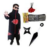 Kit Manto Akatsuki + Bandana Kunai Shuriken Colar - Naruto 