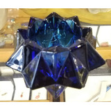 Cuenco Vidrio Azul Cobalto Estrella Art Deco 10 Cm.
