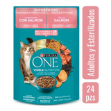 Alimento Gatos Purina One Esterilizados Salmón 24pzs 85g C/u