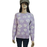 Sweater Doble Hilo Bremer Flores Lila Envio Gratis 