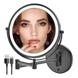 Espejo De Maquillaje Luz Led Pantalla 8extensible-negro