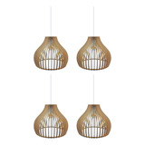 Lampara Techo Colgante Moderna Madera Nordica Luces X4