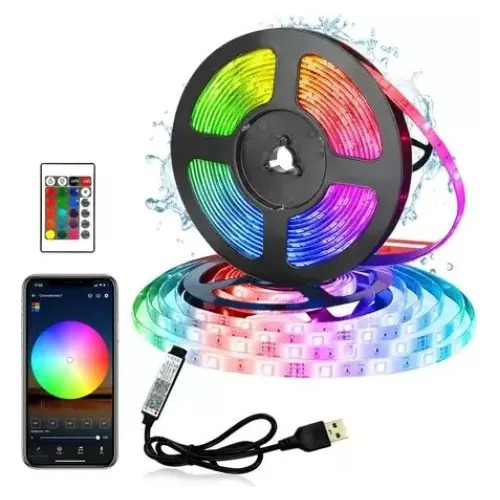 Tira Led Luces Rgb Multicolor Decoración Sala Tv 5 M Con Usb