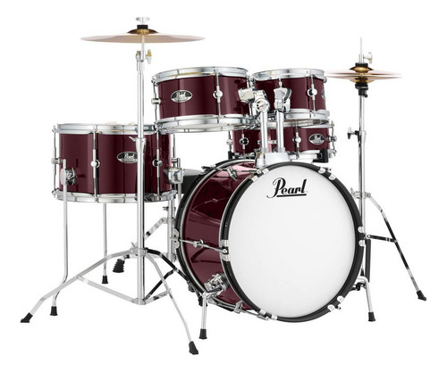 Batería Mini Pearl Roadshow Jr Bombo 16'' + Fierros + Platos Color Wine Red