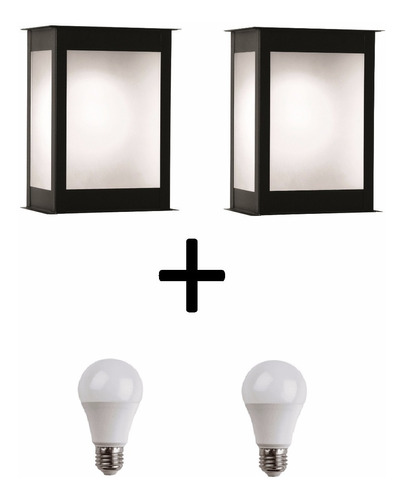 Farol Exterior M1-de Pared Pack X 2 Uni. Lamp. Led Incluidas