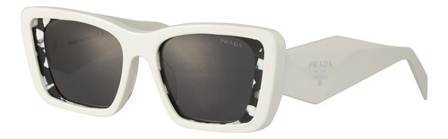 Prada Spr 08y-f 02v-5s0 Oversized Rectangular White