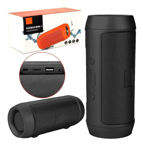 Caixa De Som Musica Fm Bluetooth Charge Mini 3+ Ka-0028 Cor Preto 110v/220v