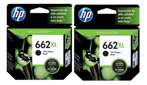 Kit 2 Cartucho Tinta Original Hp 662xl Negro Cz105al