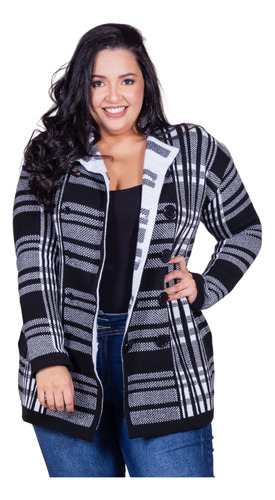 Sobretudo Com Botões Plus Size Tricot.